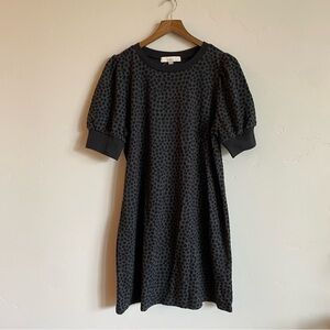 LOFT Black Cotton Blend Dot Cozy Sweatsuit Material Dress Sweat